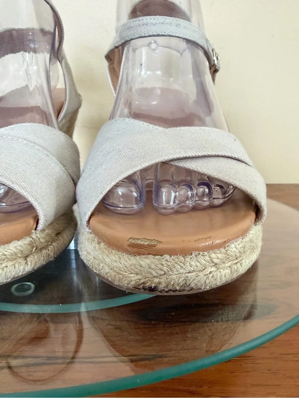 J. CREW Canvas Peep Toe Wedge Espadrille Shoes in size 8.5